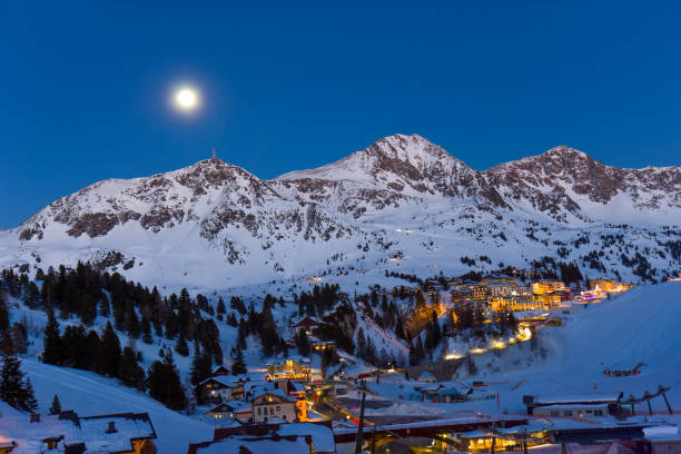 istock Ski resort in Austrian Alps by night 1033078682