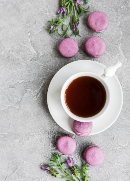 istock Cup of tea and macarons 1033081998