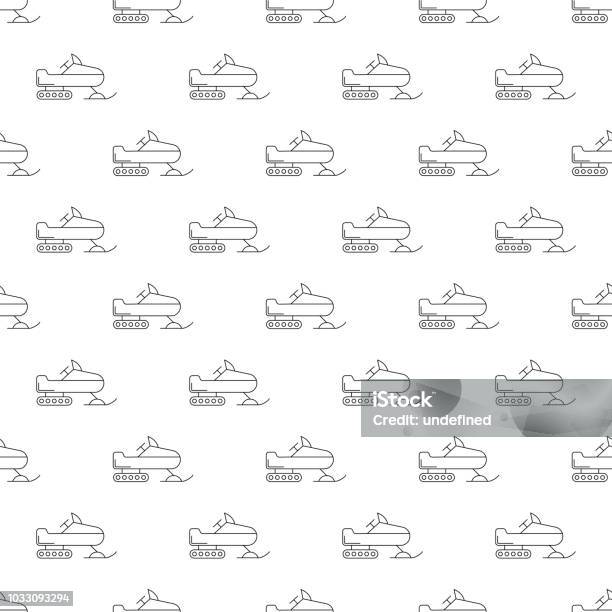Snowmobile Background From Line Icon Linear Vector Pattern Vector Illustration Stock Illustration - Download Image Now