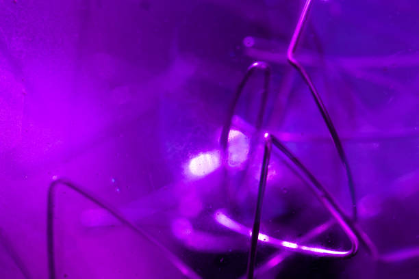 Decorative purple tungsten lamp parts, macro photo with selective focus and shallow DOF