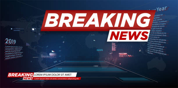 Modern futuristic template for news on background. Digital data visualization. Business technology concept. Banner breaking news, important news,Vector illustration Modern futuristic template for news on background. Digital data visualization. Business technology concept. Banner breaking news, important news world news stock illustrations