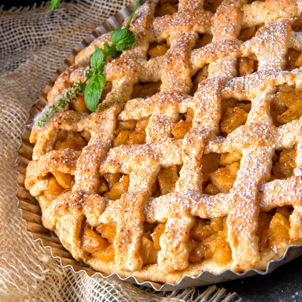 istock Tasty Apple pie with lattice upper crust 1033112440