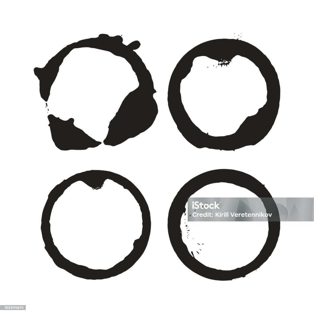 Round Ink Drawings Round Ink Frames With Rough Edges Stock Illustration - Download Image ...