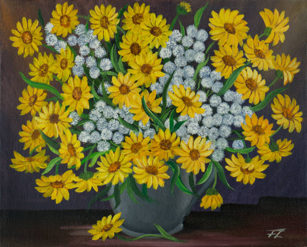 istock Bouquet with yellow and white flowers in vase 1033128418