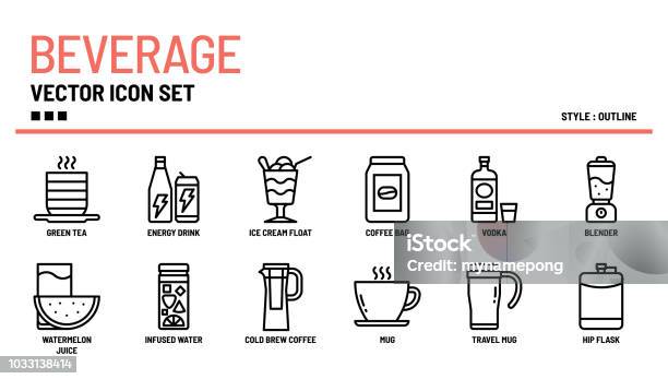 Beverage Vector Icon Set Stock Illustration - Download Image Now - Icon Symbol, Energy Drink, Travel Mug