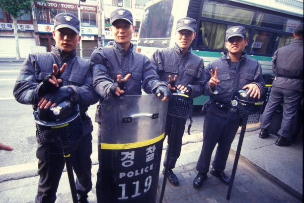 police and security in the city of Seoul in South Korea in EastAasia.  Southkorea, Seoul, May, 2006