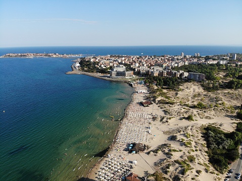 Here we have an aerial photo of the beautiful coastal aera of Bulgaria in the sunny beach aera