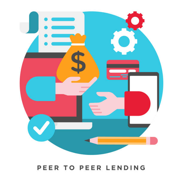 Flat vector illustration of peer to peer lending concepts. Elements for mobile and web applications. vector art illustration