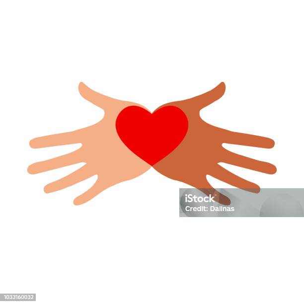 Heart In Hands On A White Background Color Symbol Stock Illustration - Download Image Now