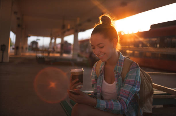 istock Surfing the net on train station 1033184388