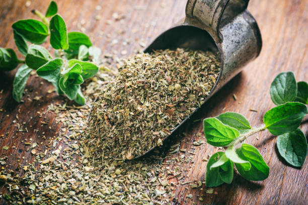 istock Fresh and dried oregano on a wooden table 1033190964