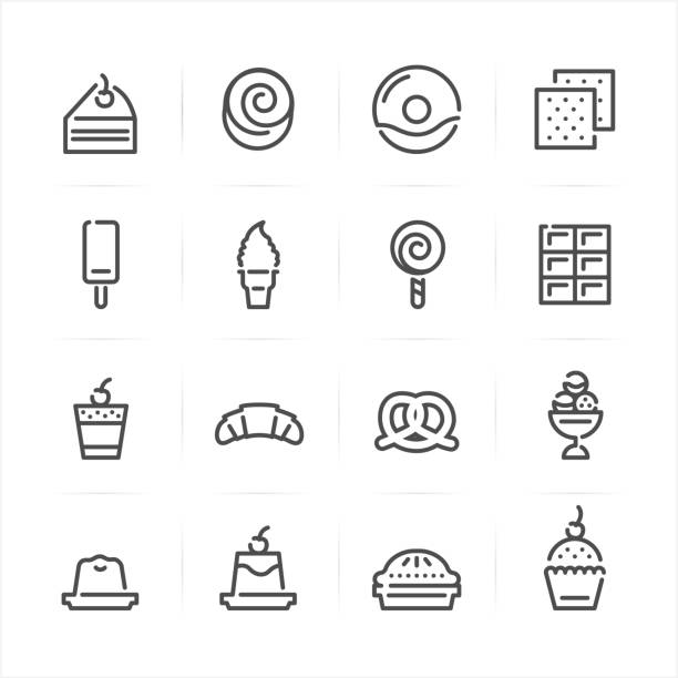 illustrazioni stock, clip art, cartoni animati e icone di tendenza di icone dei dessert - muffin blueberry muffin blueberry food