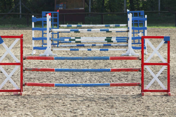istock Show jumping bars barriers for riders on show jumping training 1033202922