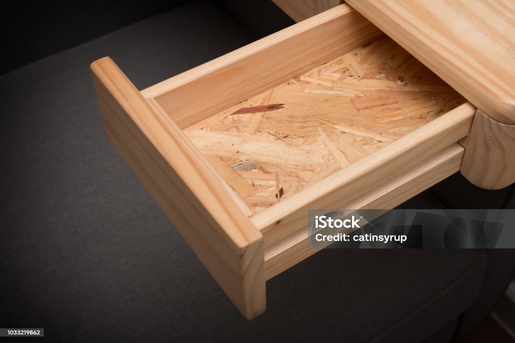 Empty Draw Unit An Empty Wooden Drawer Isolated On Black Background Stock Photo ...