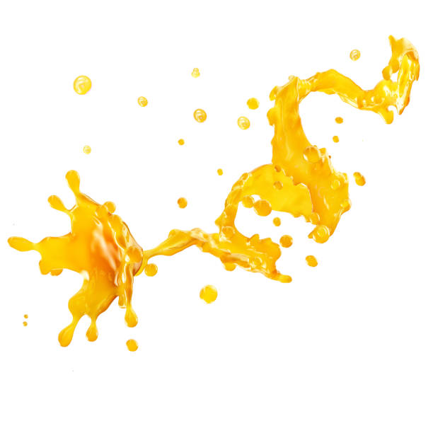 istock Juice splash with droplets isolated. 3D illustration 1033220434