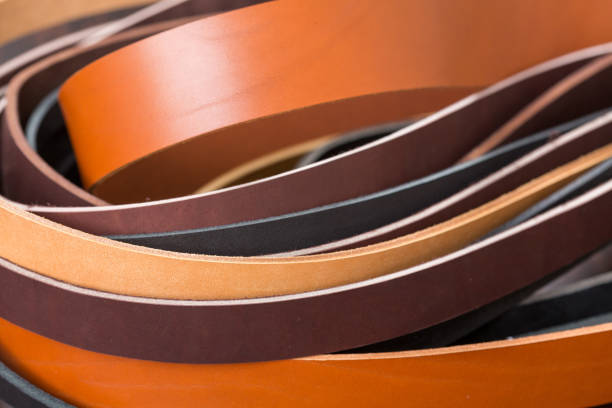 many colored leather pieces close-up. photo for background. - full metal jacket imagens e fotografias de stock