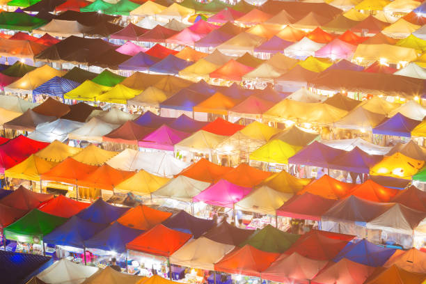 istock Night market roof top multiple colour 1033229562