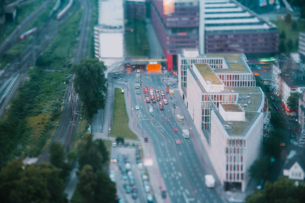 Miniature effect of a road with traffic