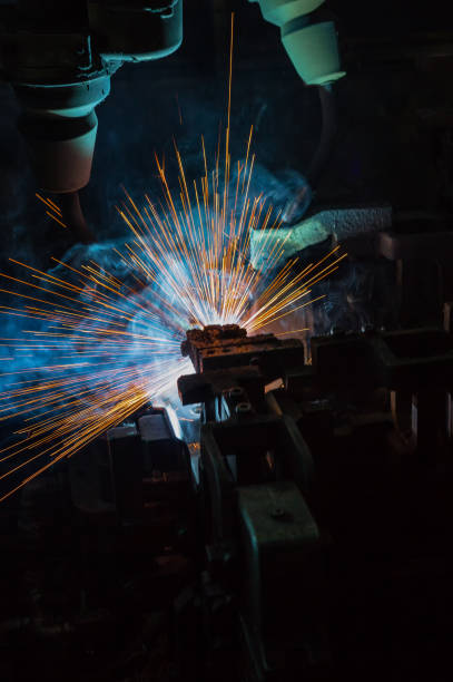 istock automate robots are welding in factory 1033245656