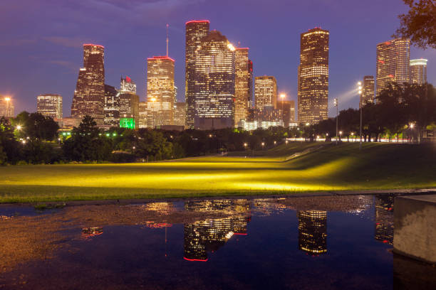 istock Panorama of Houston at night 1033264024