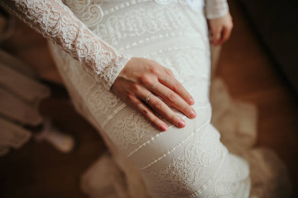 istock Beautiful wedding dress and ring 1033264464