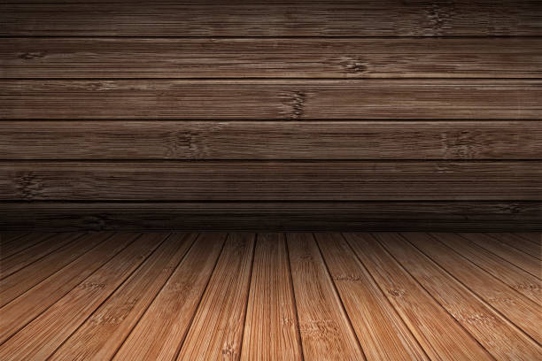 istock Theater Stage With Slatted Rustic Bamboo Flooring and Vignette Backdrop 1033267476