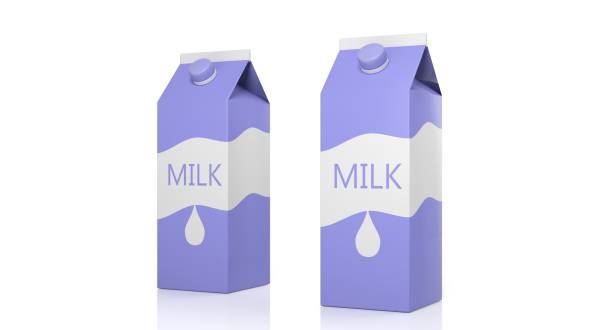 istock Two milk carton boxes isolated on white background. 3d illustration 1033270778