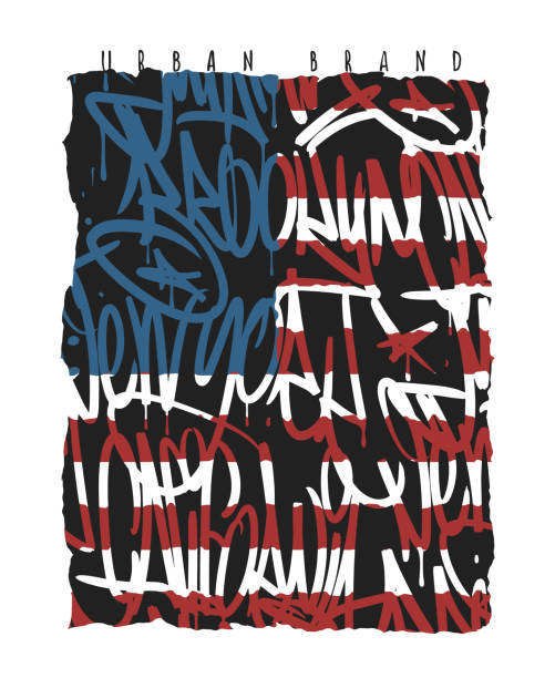 istock American flag Brooklyn New York Miami California graffiti seamless pattern, t-shirt graphics. 1033274164
