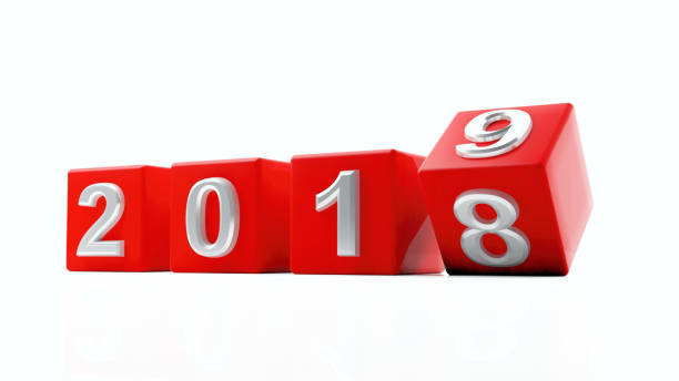 istock New year 2019, year turn. Digits on red cubes isolated on white background. 3d illustration 1033275100