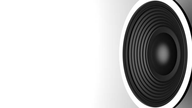 istock Black music speaker on white background, copy space. 3d illustration 1033275156