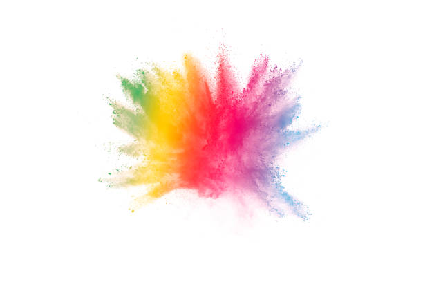 istock Freeze motion of colored powder explosions isolated on white background 1033278028