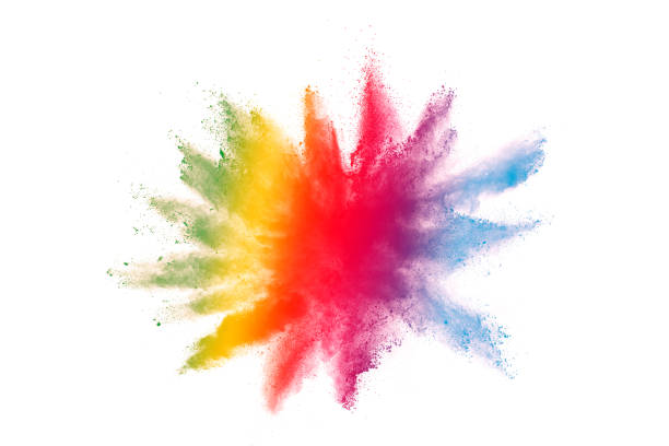 istock Freeze motion of colored powder explosions isolated on white background 1033278034