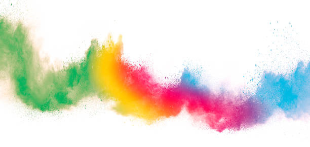 istock Freeze motion of colored powder explosions isolated on white background 1033278062