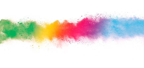 istock Freeze motion of colored powder explosions isolated on white background 1033278146
