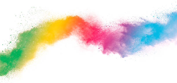 istock Freeze motion of colored powder explosions isolated on white background 1033278164