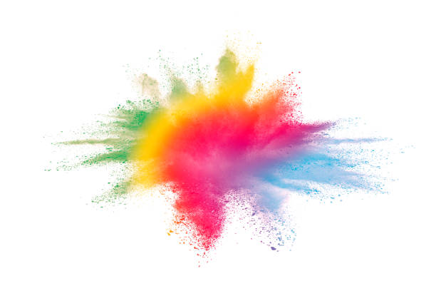 istock Freeze motion of colored powder explosions isolated on white background 1033278424