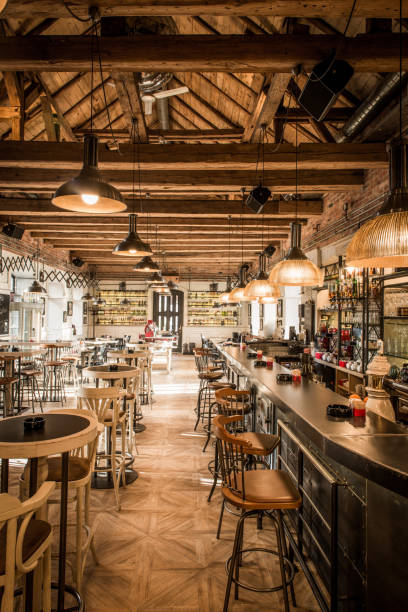 istock Restaurant with luxury woodn ciling 1033284270