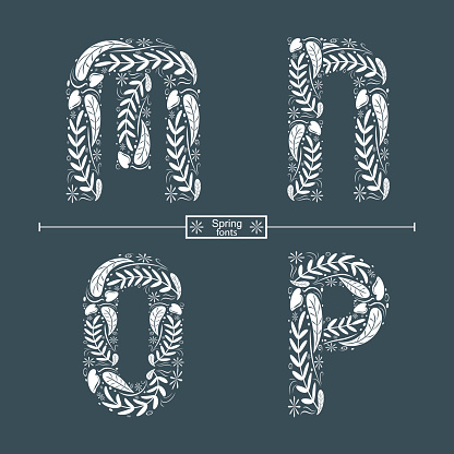 Spring Color Letter M Alphabet Spring Hand Drawn Style In A Set Mnop Stock Illustration ...