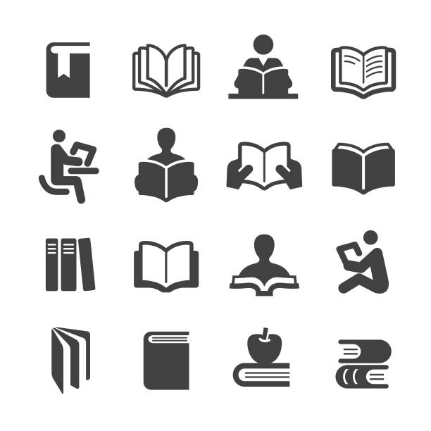Books Icons Set - Acme Series Books, Reading, reading stock illustrations