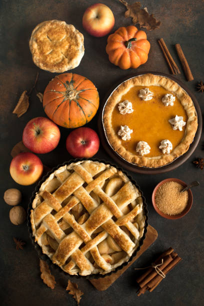 istock Thanksgiving pumpkin and apple various pies 1033295480