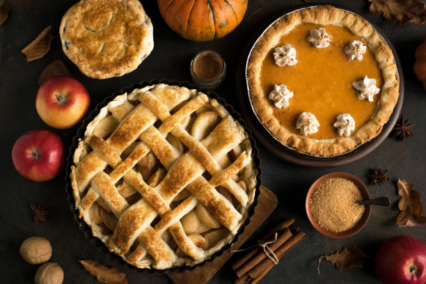 istock Thanksgiving pumpkin and apple various pies 1033295484
