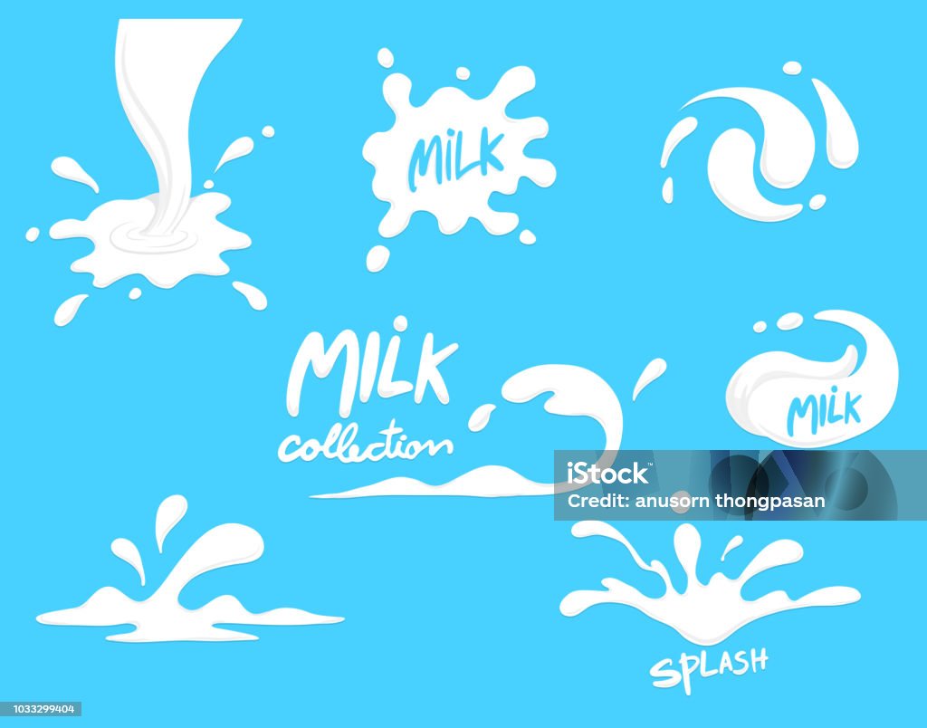 ミルクスプラッシュコレクション , セット ,ベクター, クリアな背景 - ミルクのロイヤリティフリーベクトルアート