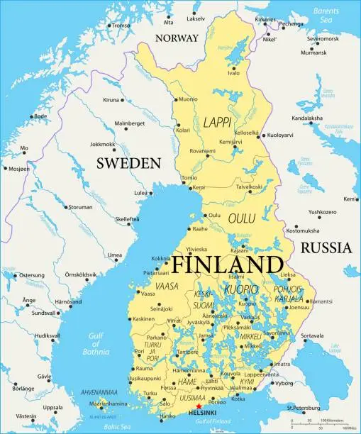 Vector illustration of Map of Finland - Vector