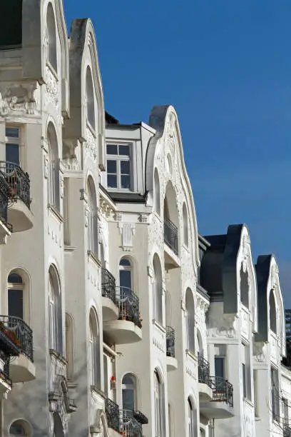 art nouveau gables on historic buildings