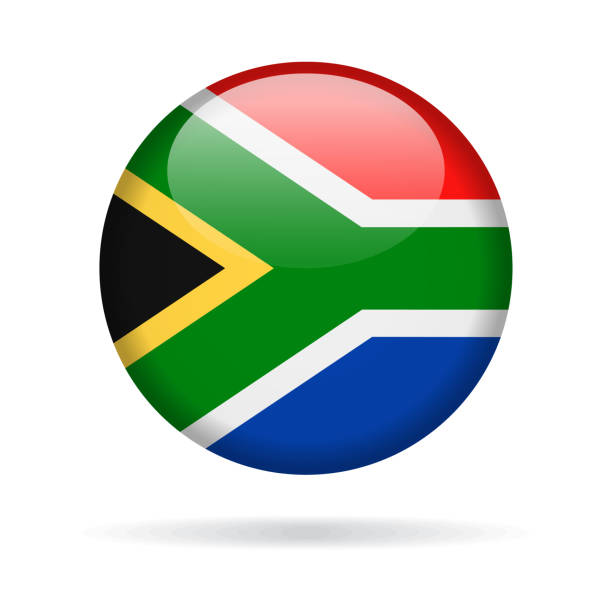 south africa - круглый флаг вектор глянцевая икона - south africa flag africa south african flag stock illustrations