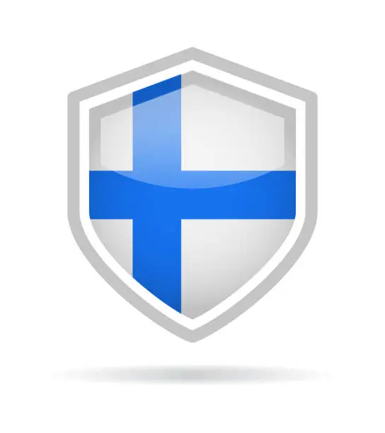 Vector illustration of Finland - Shield Flag Vector Glossy Icon