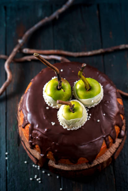 torta con mele - branch close up dark sullen foto e immagini stock