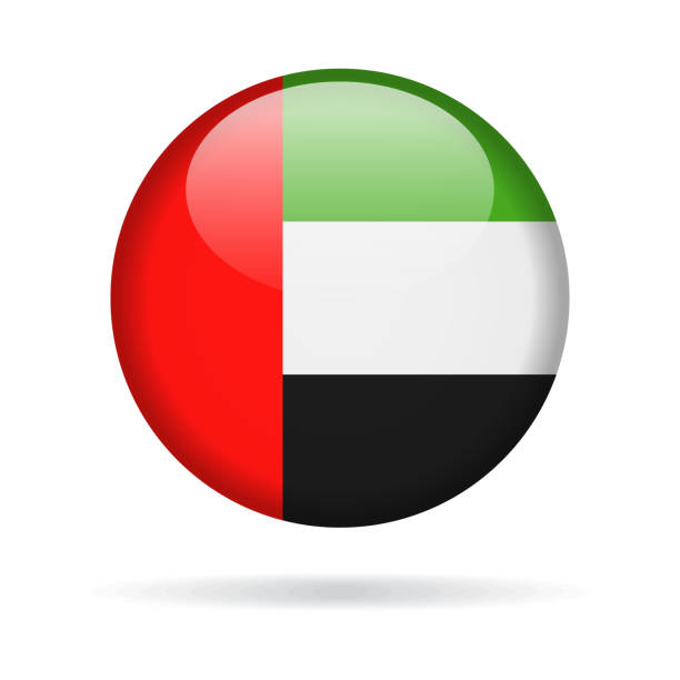 아랍 에미리트 연방-플래그 벡터 글로시 아이콘 라운드 - flag of the united arab emirates stock illustrations