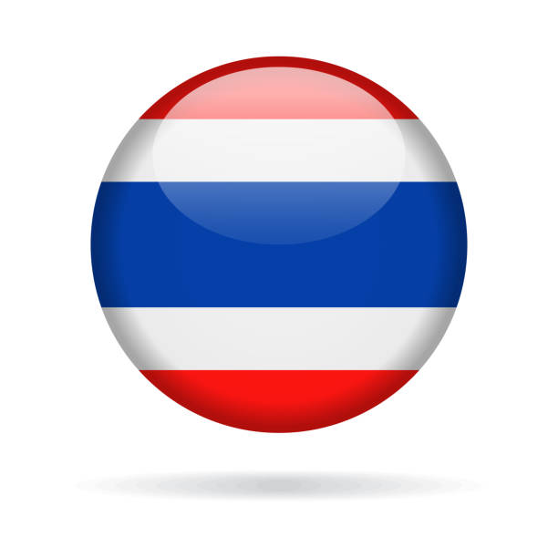 Thailand - Round Flag Vector Glossy Icon Thailand - Round Flag Vector Glossy Icon thailand flag round stock illustrations