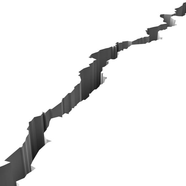 Crack in White Surface Crack in White Surface 3D Illustration fault geology stock pictures, royalty-free photos & images